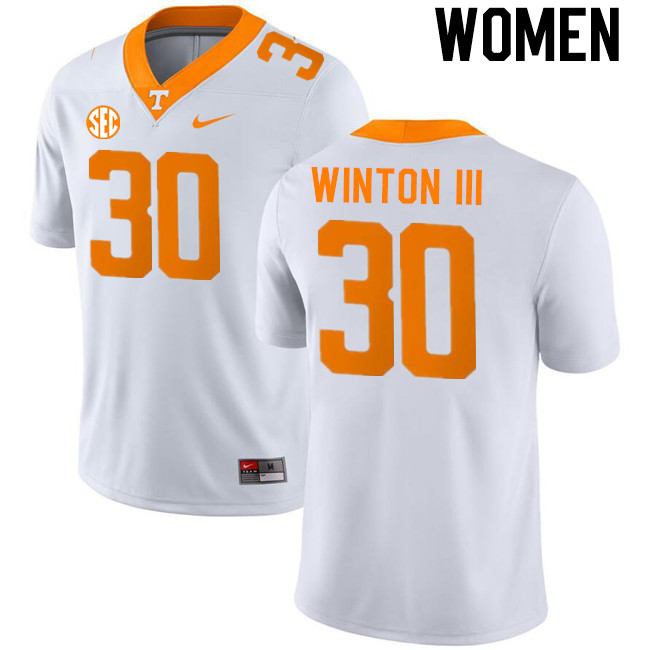 Women #30 Tommy Winton III Tennessee Volunteers College Football Jerseys Stitched-White